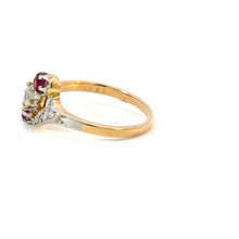 Load image into Gallery viewer, French Art Nouveau Diamond &amp; Ruby Ring in 18K Gold &amp; Platinum
