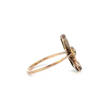 Load image into Gallery viewer, Antique Diamond Bow Ring in 14K Yellow Gold and Silver
