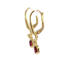 Load image into Gallery viewer, Vintage Natural Ruby and Diamond Butterfly Earrings - 14K Yellow Gold
