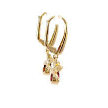 Load image into Gallery viewer, Vintage Natural Ruby and Diamond Butterfly Earrings - 14K Yellow Gold
