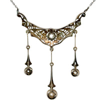 Load image into Gallery viewer, Antique Filigree Diamond Necklace - Rosecut Diamonds in White Gold
