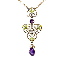 Load image into Gallery viewer, Rare Art Nouveau Suffragette Pendant - 14K Gold &amp; Enamel
