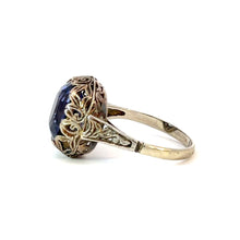 Load image into Gallery viewer, Antique Sapphire Filigree Ring in 18K White Gold
