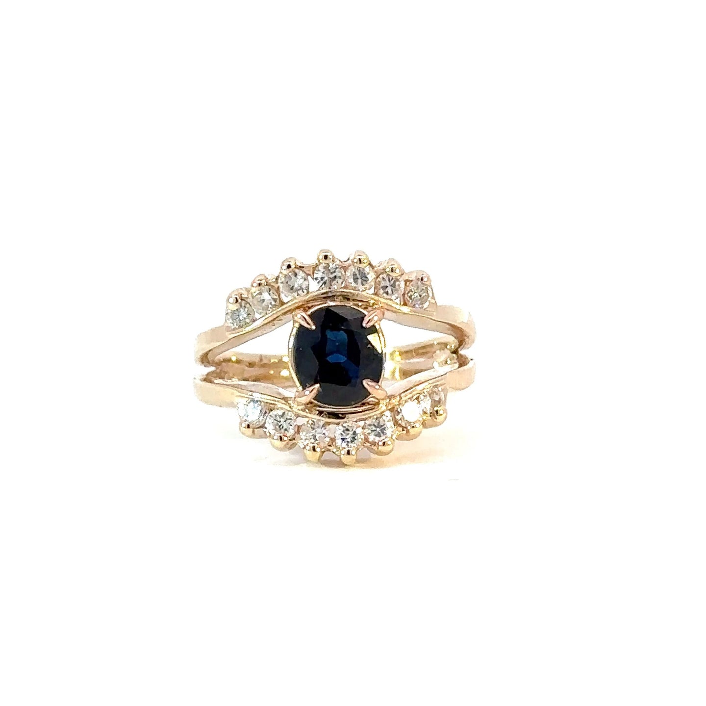 Mystical Sapphire & Diamond Evil Eye Ring - 18K Yellow Gold