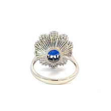 Load image into Gallery viewer, Rare 4.2ct GRS ‘Royal Blue’ Unheated Sri Lankan Sapphire &amp; 3ctw Diamond Halo Ring – 18K White Gold
