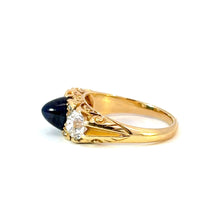 Load image into Gallery viewer, Exquisite GRS-Certified Unheated Sapphire &amp; Diamond Trilogy Ring - Victorian Era - 18kt Gold
