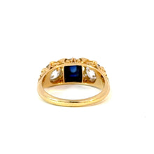 Load image into Gallery viewer, Exquisite GRS-Certified Unheated Sapphire &amp; Diamond Trilogy Ring - Victorian Era - 18kt Gold
