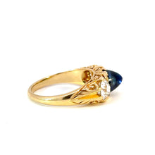 Load image into Gallery viewer, Exquisite GRS-Certified Unheated Sapphire &amp; Diamond Trilogy Ring - Victorian Era - 18kt Gold
