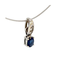 Load image into Gallery viewer, Fine Sapphire &amp; Diamond Teardrop Necklace in 14K White Gold
