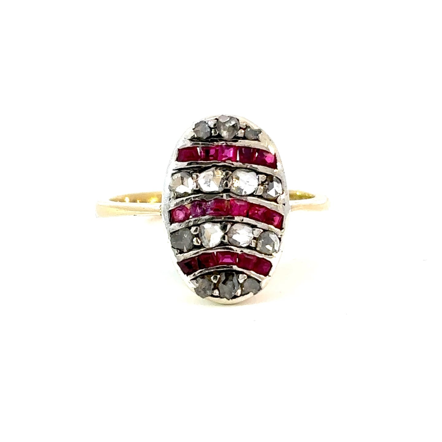 Antique Ruby & Rose-Cut Diamond Ring – Victorian Era Elegance