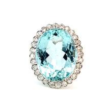 Load image into Gallery viewer, Impressive Aquamarine and Diamond Ring in 18K White Gold

