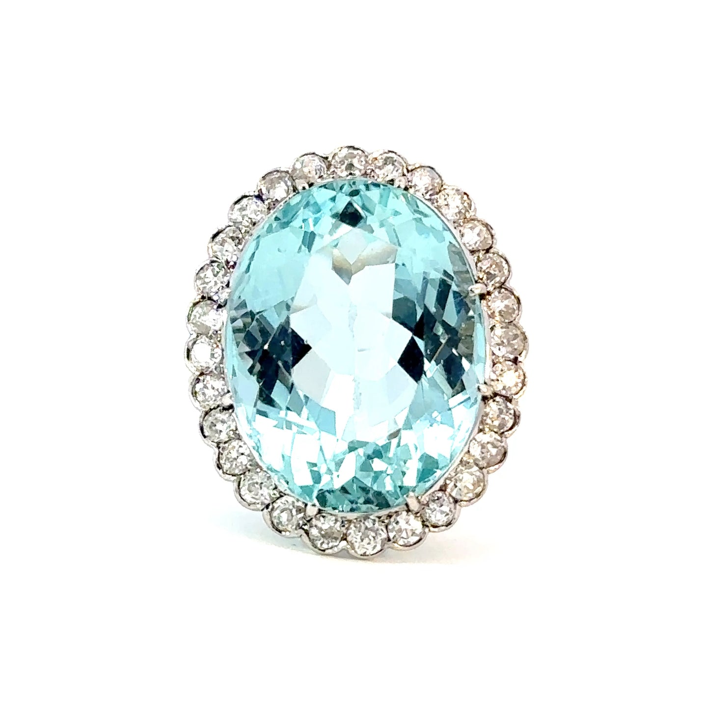 Impressive Aquamarine and Diamond Ring in 18K White Gold