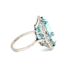 Load image into Gallery viewer, Impressive Aquamarine and Diamond Ring in 18K White Gold

