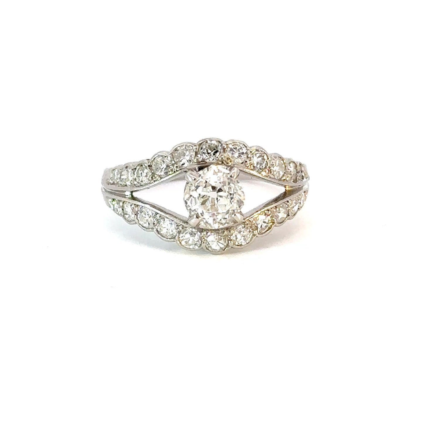 Stunning Platinum Antique Diamond Ring – Eye Motif Design with Old & Single Cut Diamonds, 1.30ctw