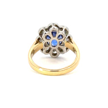 Load image into Gallery viewer, GIA Certified 4.51ctw Unheated Ceylon Sapphire &amp; Diamond Cluster Ring

