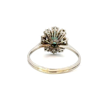 Load image into Gallery viewer, Vintage Colombian Emerald &amp; Diamond Ring in 18k White Gold
