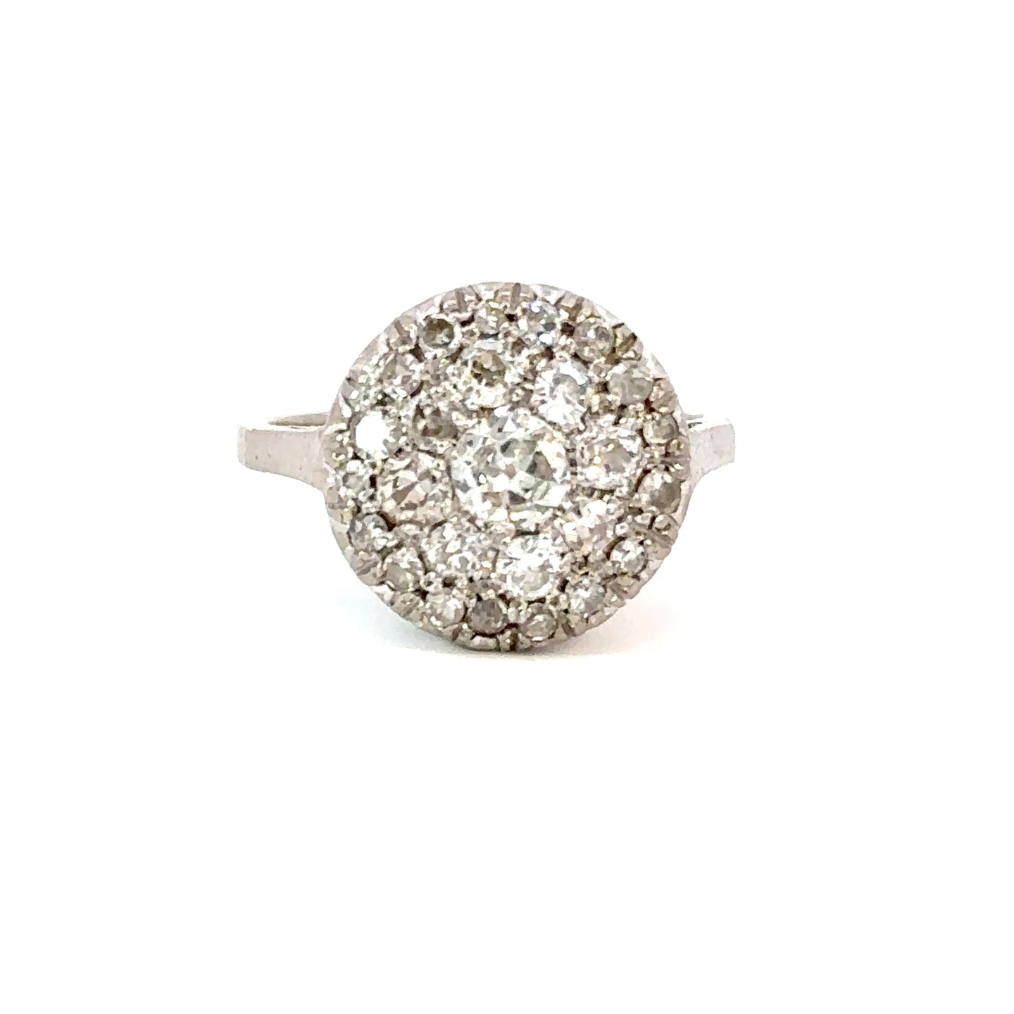 Art Deco Diamond Cluster Ring in 18kt White Gold
