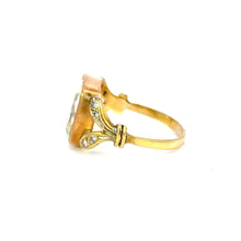 Load image into Gallery viewer, Vintage Aquamarine &amp; Diamond Ring in 18k Yellow Gold
