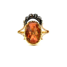 Load image into Gallery viewer, Topaz &amp; Diamond Crown Ring - Closed-Back Silver and 18K Gold
