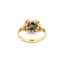 Load image into Gallery viewer, Late Victorian Sapphire &amp; Diamond Horseshoe Ring in 18k Gold
