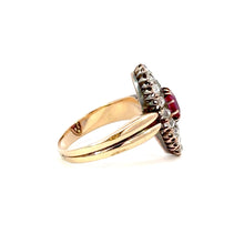 Load image into Gallery viewer, Victorian Burmese Ruby &amp; Diamond Navette Cluster Ring

