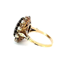 Load image into Gallery viewer, Italian 1930s Garnet &amp; Rose-Cut Diamond Margherita Ring in 18k Gold

