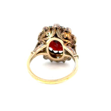 Load image into Gallery viewer, Italian 1930s Garnet &amp; Rose-Cut Diamond Margherita Ring in 18k Gold
