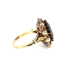 Load image into Gallery viewer, Italian 1930s Garnet &amp; Rose-Cut Diamond Margherita Ring in 18k Gold
