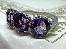 Load image into Gallery viewer, VINTAGE AMETHYST TRILOGY RING IN PLATINUM
