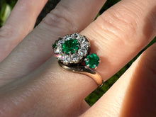 Load image into Gallery viewer, ANTIQUE EMERALD AND OLD CUT DIAMOND RING IN 10KT ROSE GOLD
