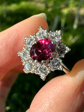 Load image into Gallery viewer, UNHEATED RUBY AND DIAMOND CLUSTER RING IN 18KT WHITE GOLD
