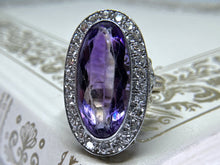 Load image into Gallery viewer, VINTAGE AMETHYST AND DIAMOND CLUSTER RING
