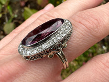 Load image into Gallery viewer, VINTAGE AMETHYST AND DIAMOND CLUSTER RING
