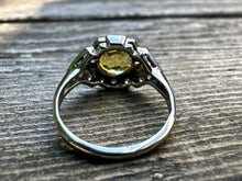 Load image into Gallery viewer, VINTAGE YELLOW SAPPHIRE AND DIAMOND RING IN PLATINUM
