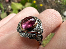 Load image into Gallery viewer, VINTAGE RUBELLITE TOURMALINE AND DIAMOND RING
