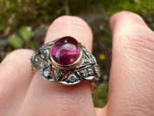 Load image into Gallery viewer, VINTAGE RUBELLITE TOURMALINE AND DIAMOND RING
