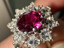 Load image into Gallery viewer, UNHEATED RUBY AND DIAMOND CLUSTER RING IN 18KT WHITE GOLD
