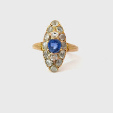 Load and play video in Gallery viewer, Late Victorian Sapphire and Diamond 18K Gold Ring - GRS Certified
