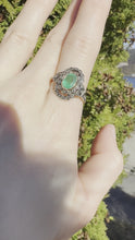 Load and play video in Gallery viewer, ANTIQUE STYLE EMERALD AND DIAMOND RING
