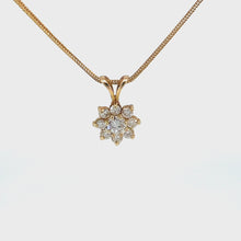 Load and play video in Gallery viewer, CLUSTER DIAMOND PENDANT IN 14KT GOLD WITH CHAIN
