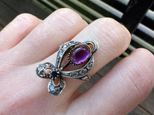 Load image into Gallery viewer, ANTIQUE RIBBON AMETHYST AND DIAMOND RING
