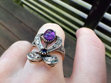 Load image into Gallery viewer, ANTIQUE RIBBON AMETHYST AND DIAMOND RING
