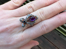 Load image into Gallery viewer, ANTIQUE RIBBON AMETHYST AND DIAMOND RING
