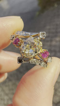 Load and play video in Gallery viewer, STUNNING EDWARDIAN DIAMOND AND RUBY RING

