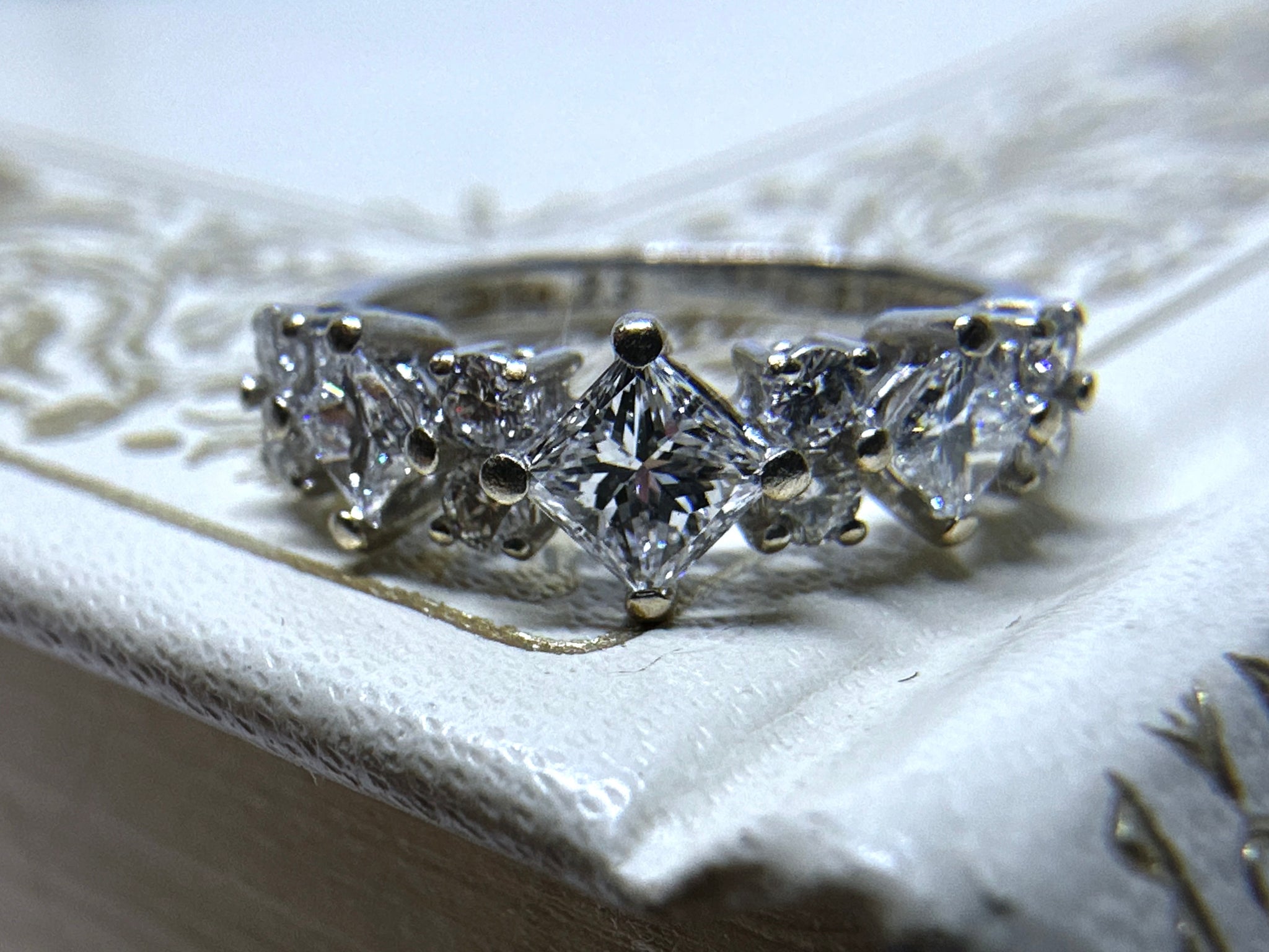 Sapphire Diamond Vintage Three-stone Ring Victorian Style Scroll Gallery  Sz6 English Hallmarks Classic Engagement Anniversary Birthday - Etsy