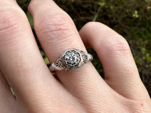 Load image into Gallery viewer, ART DECO SOLITAIRE DIAMOND RING IN 18KT WHITE GOLD
