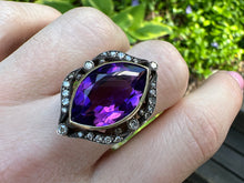 Load image into Gallery viewer, VINTAGE AMETHYST AND DIAMOND RING IN 14KT GOLD
