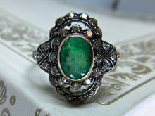 Load image into Gallery viewer, ANTIQUE STYLE EMERALD AND DIAMOND RING
