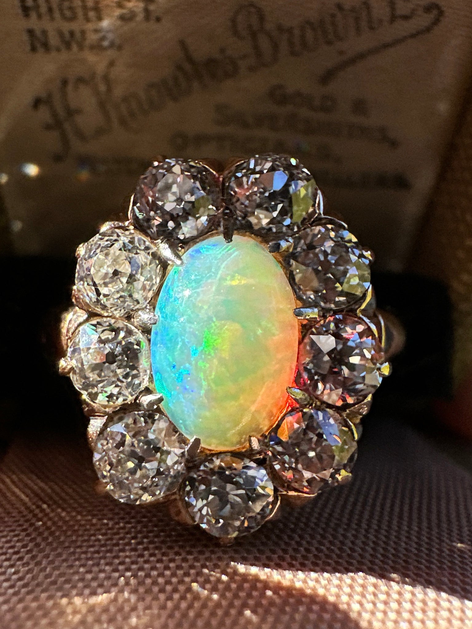 9ct Gold Facet Cut Welo Opal & Diamond Ring TGGC Hallmarked 2012 Size –  Blue Cherry Antiques