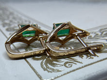 Load image into Gallery viewer, EMERALD AND DIAMOND EARRINGS IN 14KT YELLOW GOLD
